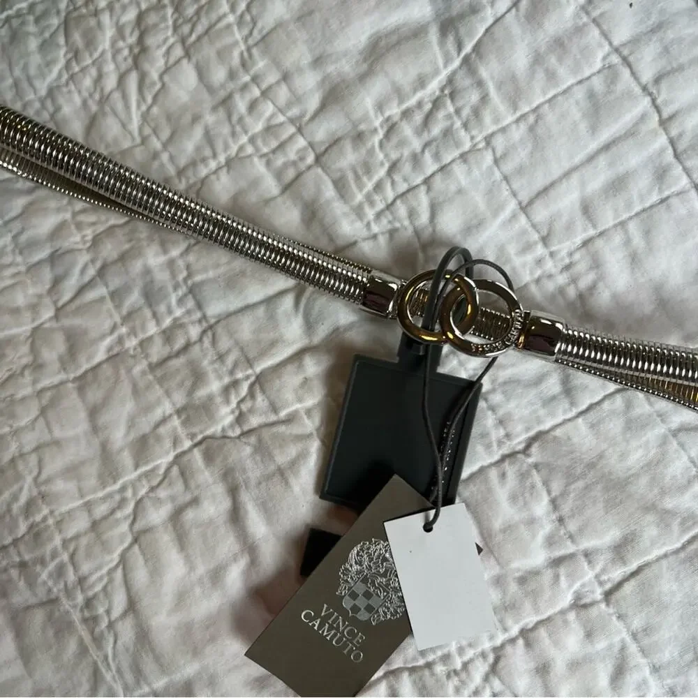 Vince Camuto Stretch Silver Metal Belt M/L